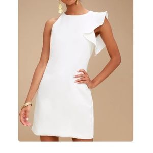 One shoulder white dress